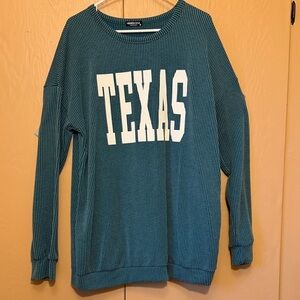 Boutique Teal “Texas” Women's Sweatshirt with Sage green with white print 2X